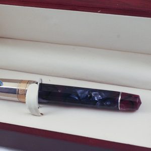 Details about OMAS Celluloid Paragon Blue Royale | Burgundy Trim with 925 Sterling Silver Cap