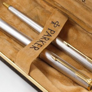 Parker Premier Grain d'Orge silver plated Fountain Pen & Mechanical Pencil Pen